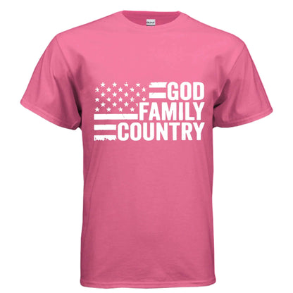 God Family Country religious tee T-Shirt To God be The Glory Creations SAFETY PINK S