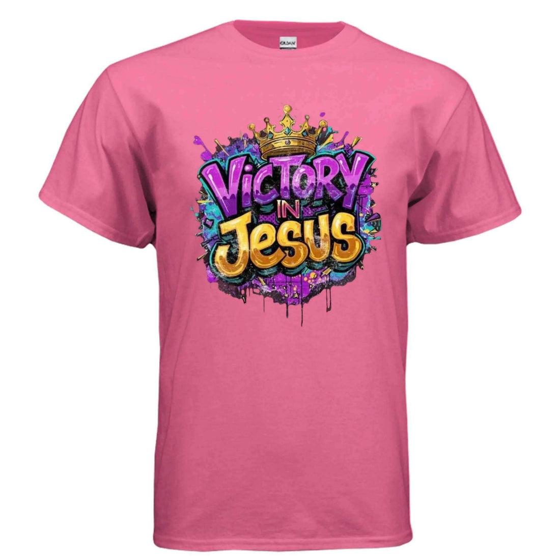 Victory in Jesus T-Shirt To God be The Glory Creations SAFETY PINK S
