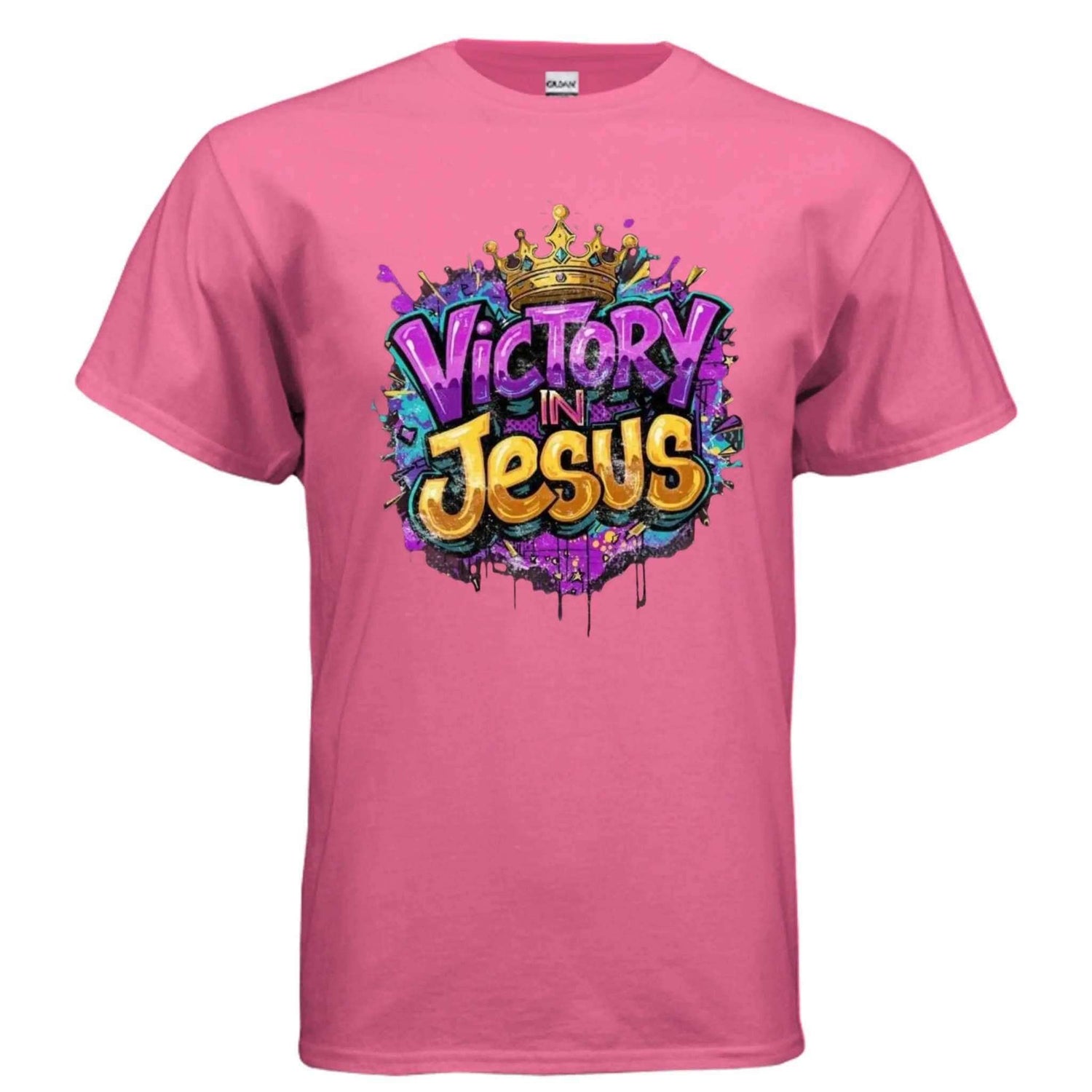 Victory in Jesus T-Shirt To God be The Glory Creations SAFETY PINK S