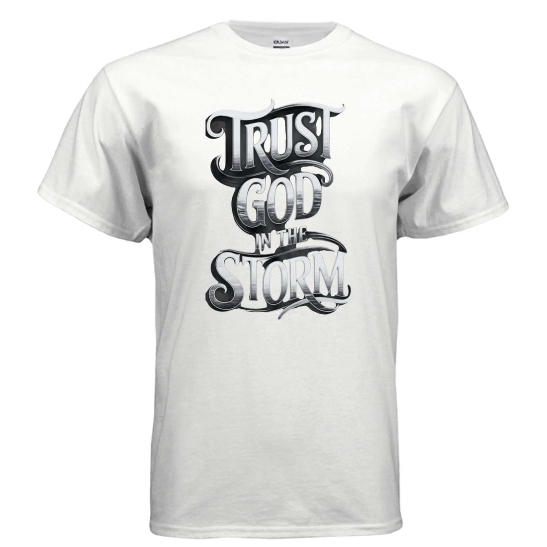 Trust God in the Storm Adult T-Shirt T-Shirt To God be The Glory Creations WHITE S