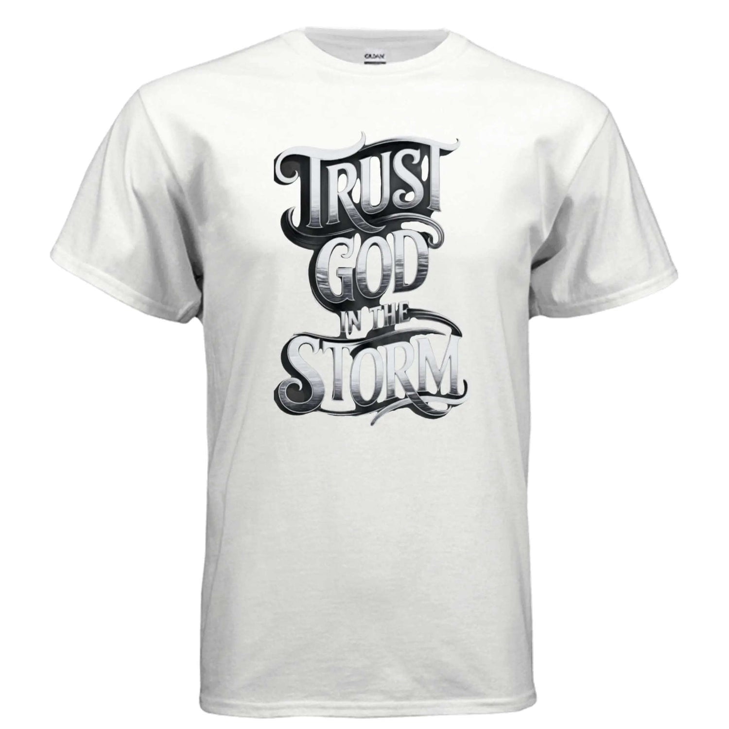 Trust God in the Storm Adult T-Shirt T-Shirt To God be The Glory Creations WHITE S