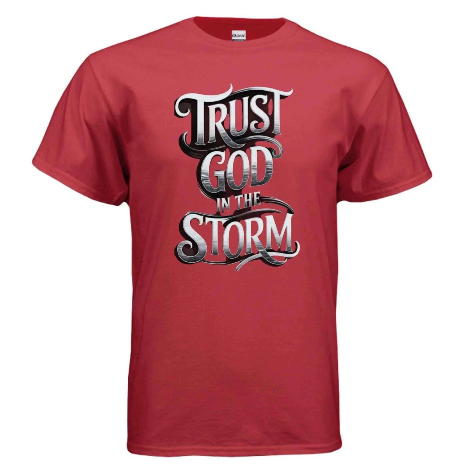 Trust God in the Storm Adult T-Shirt T-Shirt To God be The Glory Creations RED S