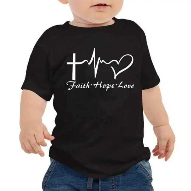Faith Hope Love kids T-Shirt soft To God be The Glory Creations black S-100CM