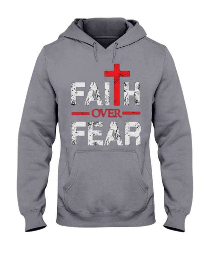 Faith over Fear Hoodie Sweatshirts Fuel S Sports Grey