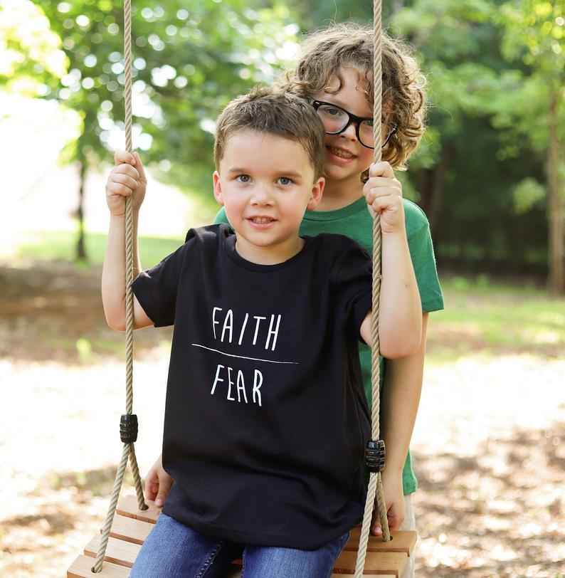 Faith Over Fear Kids Shirt soft Kids T-shirt To God be The Glory Creations