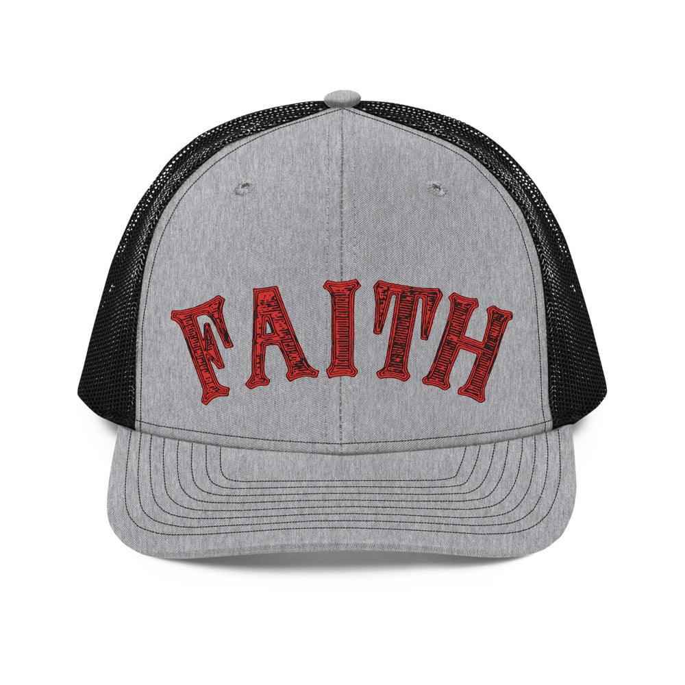Faith Trucker Cap hat To God be The Glory Creations Heather Grey / Black unisex