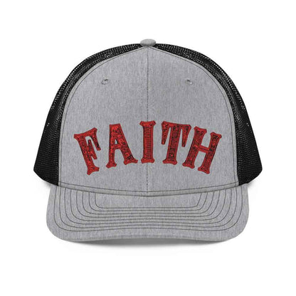 Faith Trucker Cap hat To God be The Glory Creations Heather Grey / Black unisex