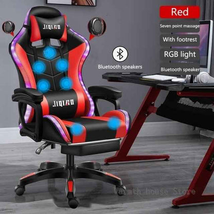 High quality gaming chair RGB light office chair with Bluetooth speakers and massage features.