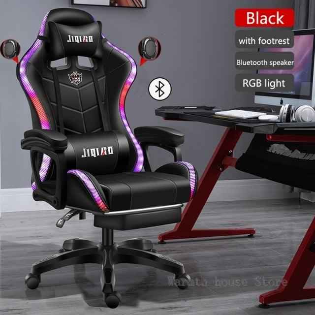 High quality gaming chair RGB light office chair To God be The Glory Creations China RGB footrest 3