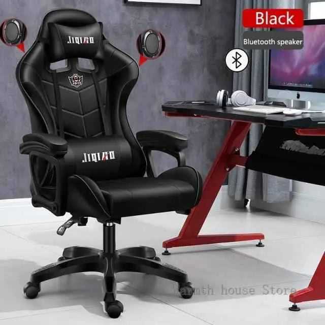 High quality gaming chair RGB light office chair with Bluetooth speakers in black.