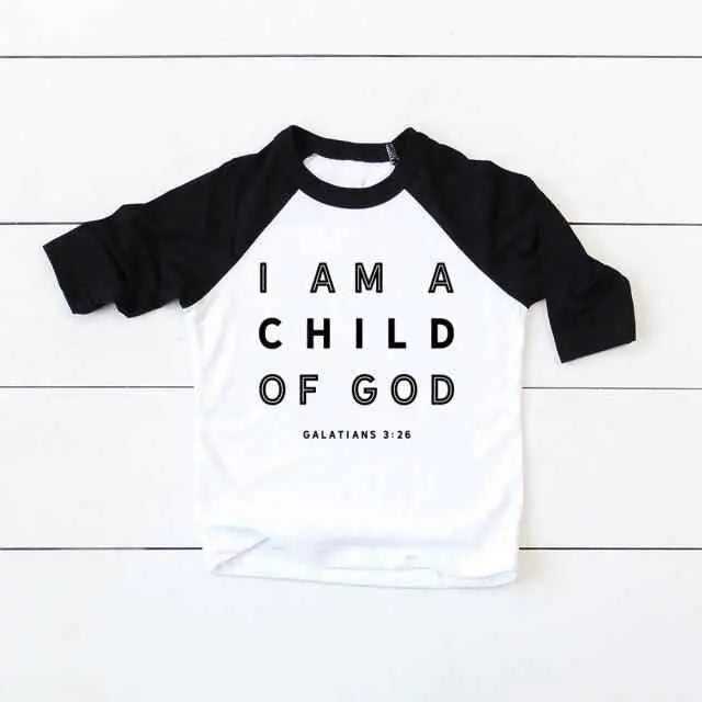I Am A Child of God Baby ; Kids T-Shirt To God be The Glory Creations H792-KRTBK- 5T