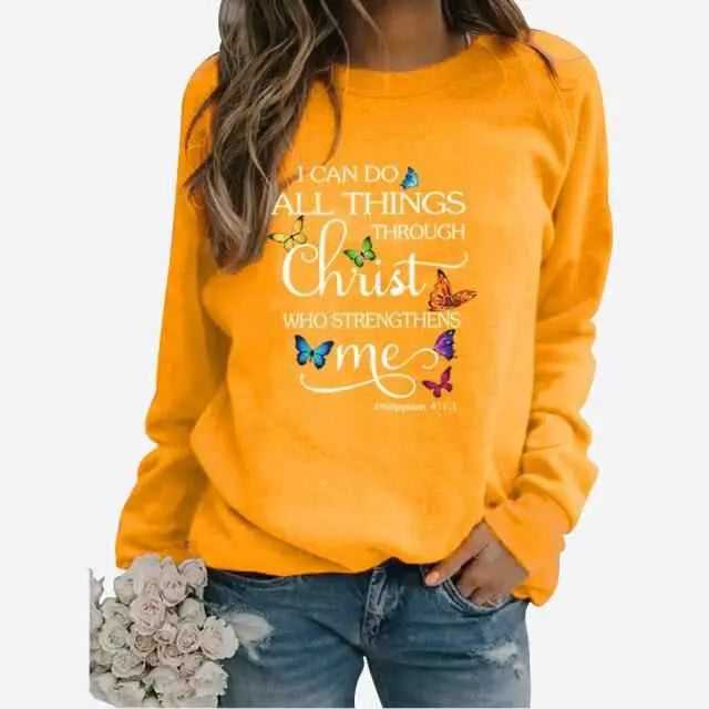 I Can Do All Things Through Christ Who Strengthens Me To God be The Glory Creations JY-YL012-Yellow L