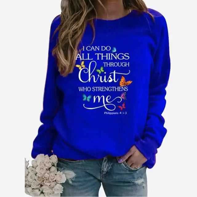 I Can Do All Things Through Christ Who Strengthens Me To God be The Glory Creations JY-YL012-Blue XXL