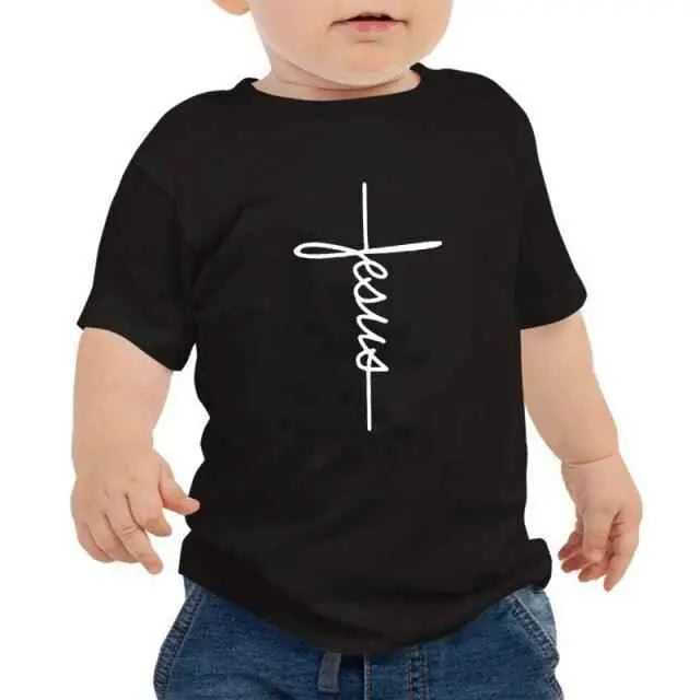 Jesus Cross Kids T Shirts comfortable To God be The Glory Creations black 3XL-150