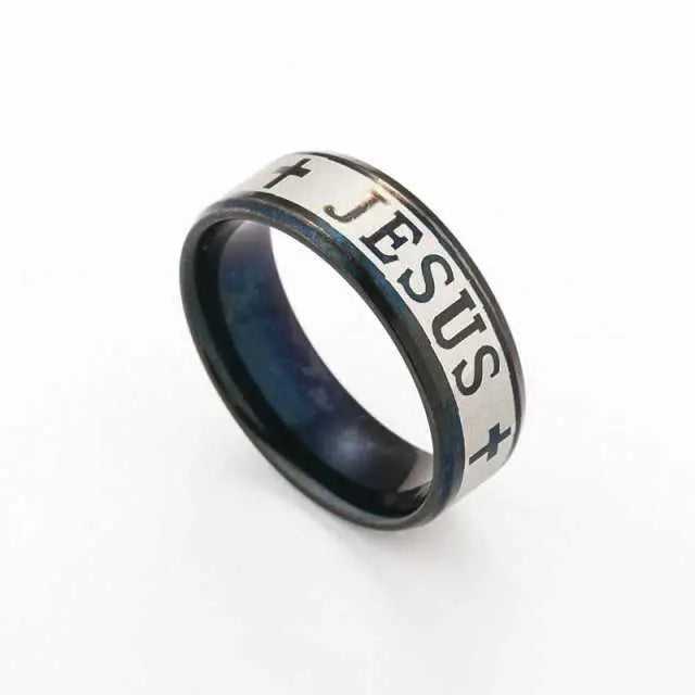Jesus Cross Ring strong and durable To God be The Glory Creations 8 black