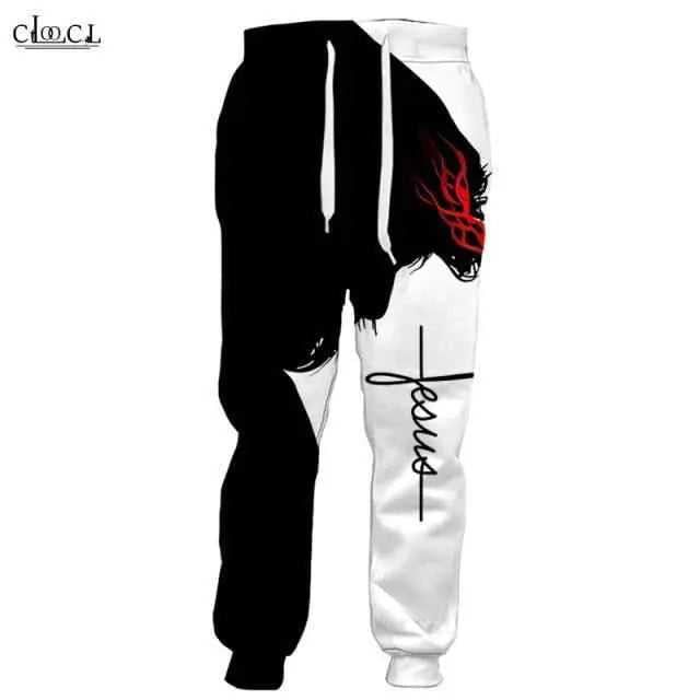 Jesus Jogger pants religious unisex To God be The Glory Creations L Black and white