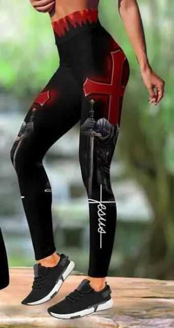 Jesus Knight Templar Yoga Set Women To God be The Glory Creations Legging 6XL