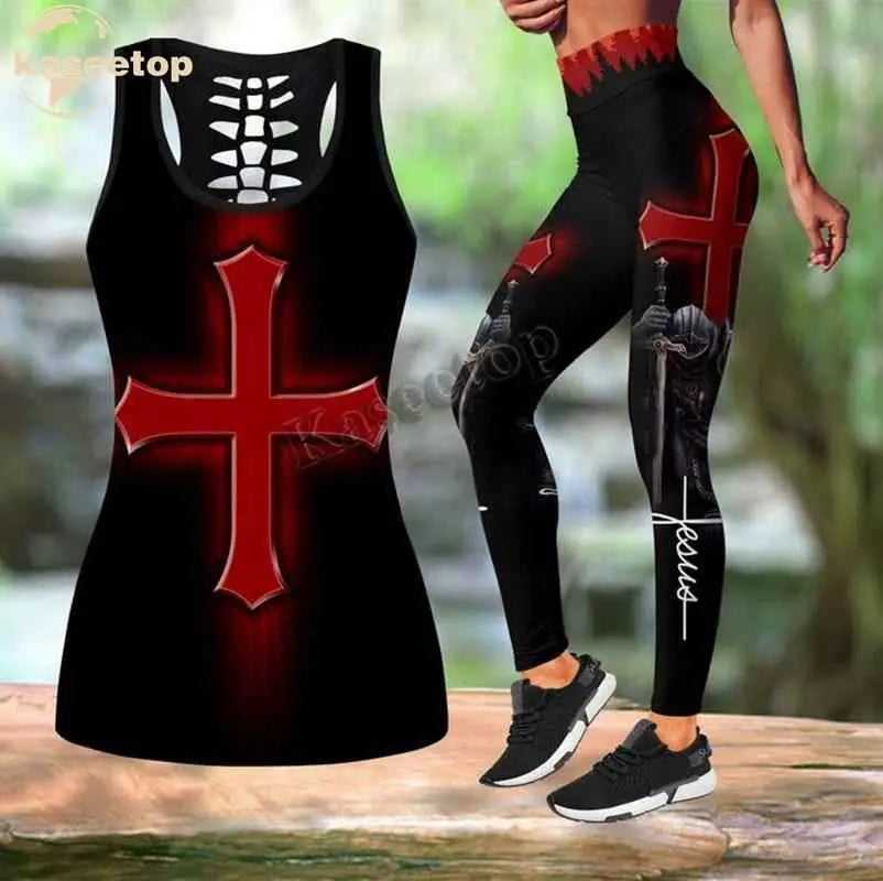 Jesus Knight Templar Yoga Set Women To God be The Glory Creations