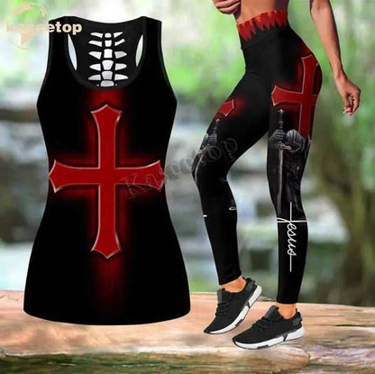 Jesus Knight Templar Yoga Set Women To God be The Glory Creations