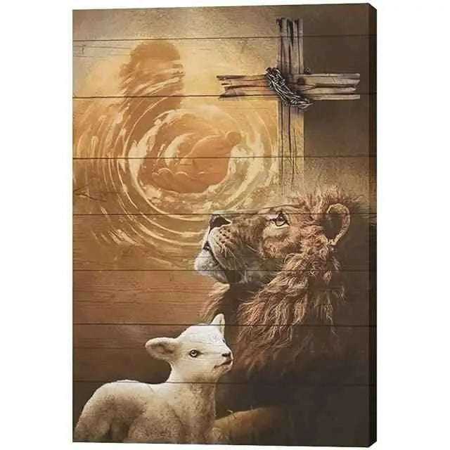 Jesus Lion And Lamb Canvas Art Decor To God be The Glory Creations