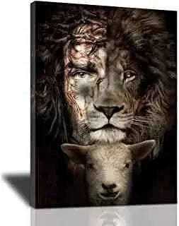 Jesus Lion And Lamb Canvas Art Decor To God be The Glory Creations 20x30cm no frame 2 CN
