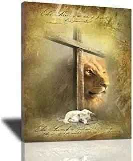 Jesus Lion And Lamb Canvas Art Decor To God be The Glory Creations 30x40cm no frame 15 CN
