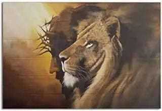 Jesus Lion And Lamb Canvas Art Decor To God be The Glory Creations 20x30cm no frame 3 CN