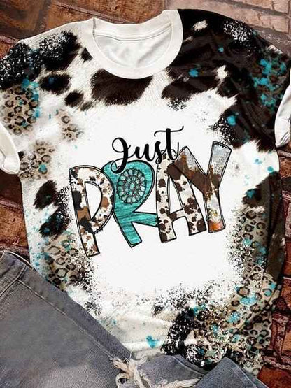 Just Pray western bleached shirt FreeDropship Style 1 S