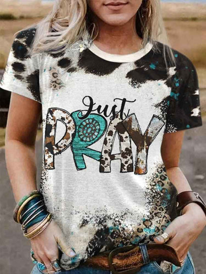 Just Pray western bleached shirt FreeDropship