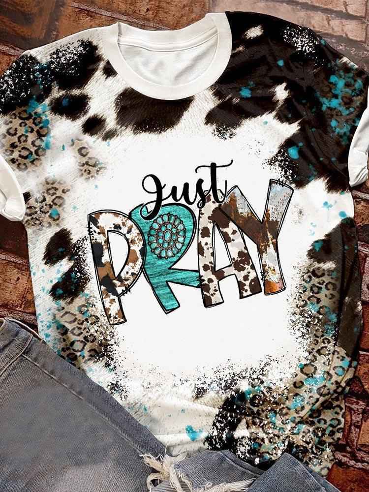 Just Pray western bleached shirt FreeDropship