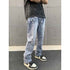 men streetwear jeans with Cross patch To God be The Glory Creations Blue M