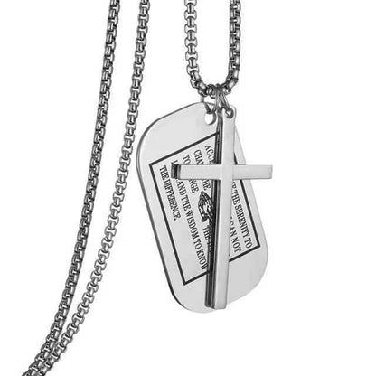 Military Style Dog Tags Cross Pendant Necklace To God be The Glory Creations Silver 3 52cm