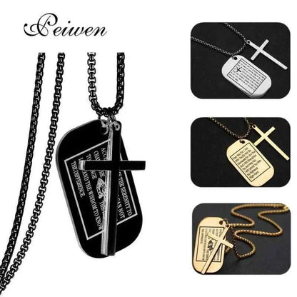 Military Style Dog Tags Cross Pendant Necklace To God be The Glory Creations
