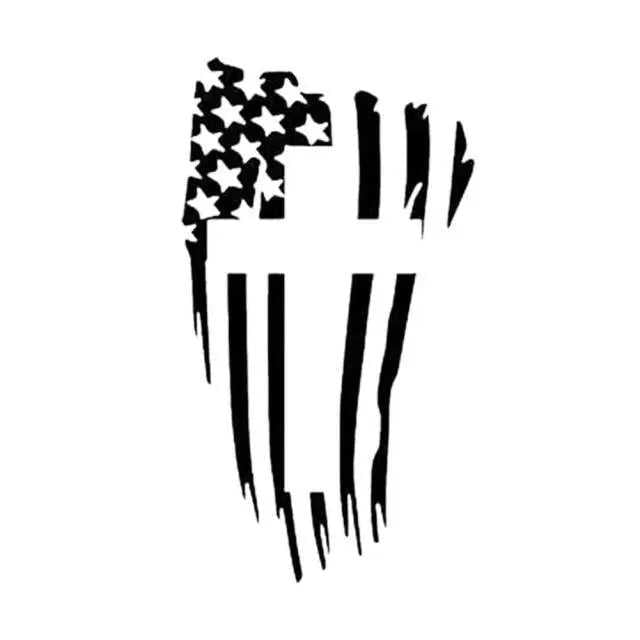 National Flag Christian Cross Car Stickers 5.51*3.27in To God be The Glory Creations black CN