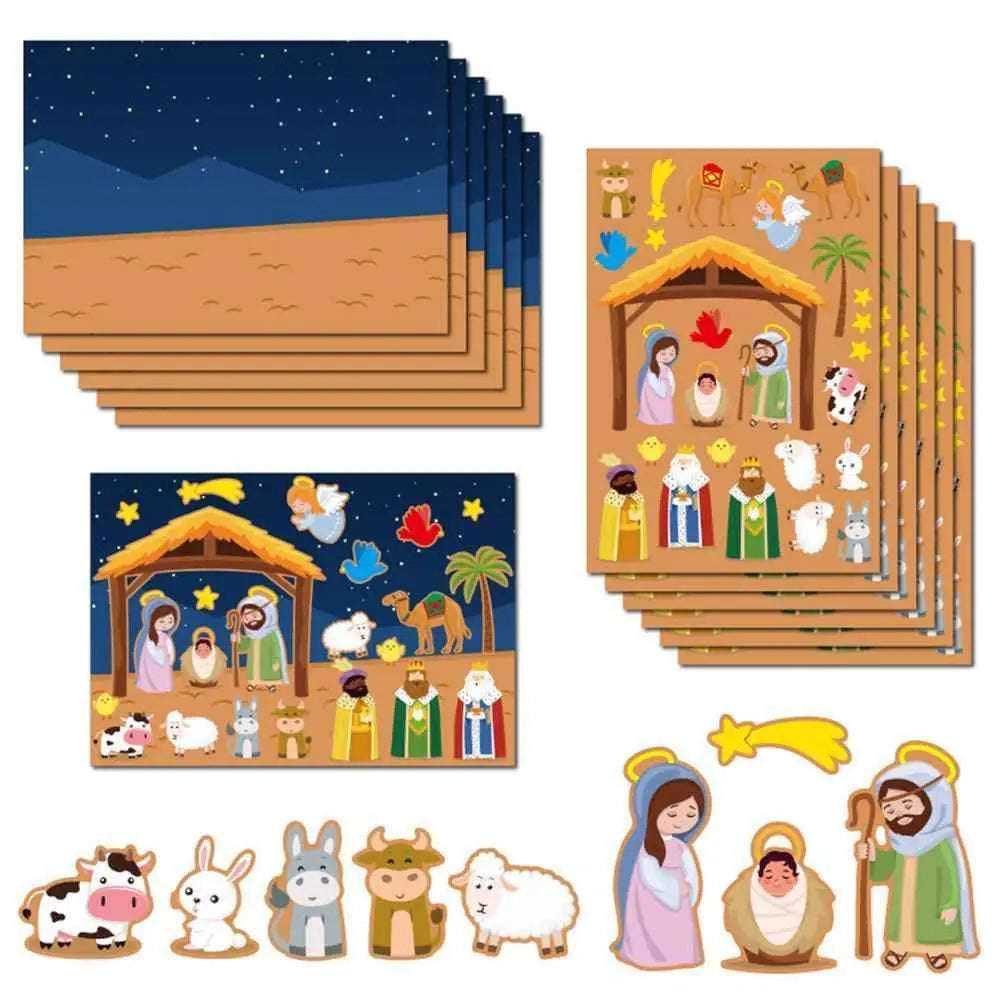 New Children Cartoon Christmas Nativity Diy Scene Stickers To God be The Glory Creations