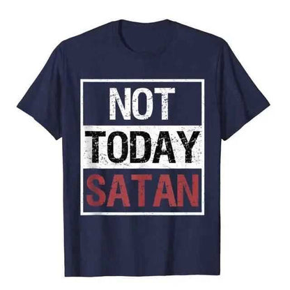 Not Today Satan T-Shirt religious To God be The Glory Creations Navy Blue XS