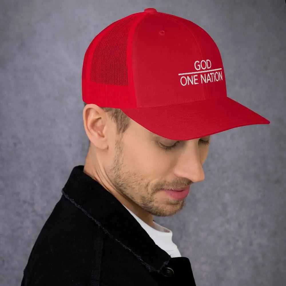 One Nation Trucker Cap Religious To God be The Glory Creations