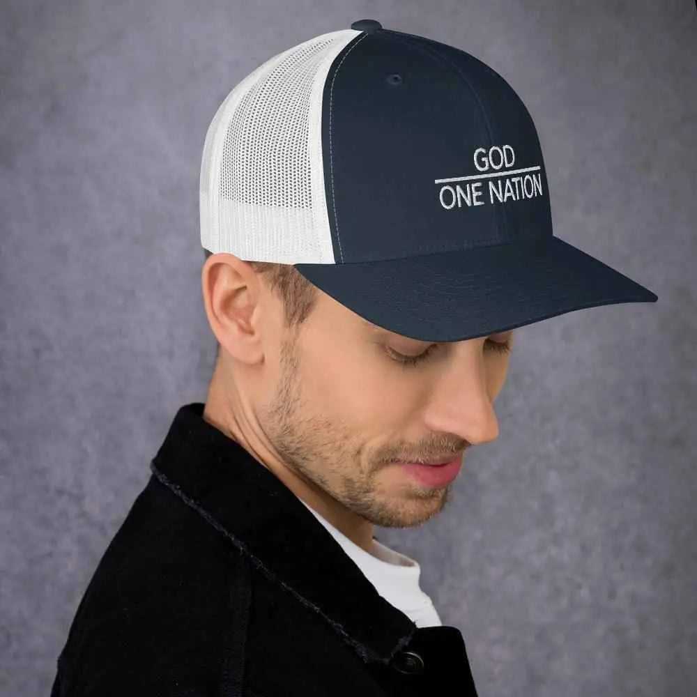One Nation Trucker Cap Religious To God be The Glory Creations