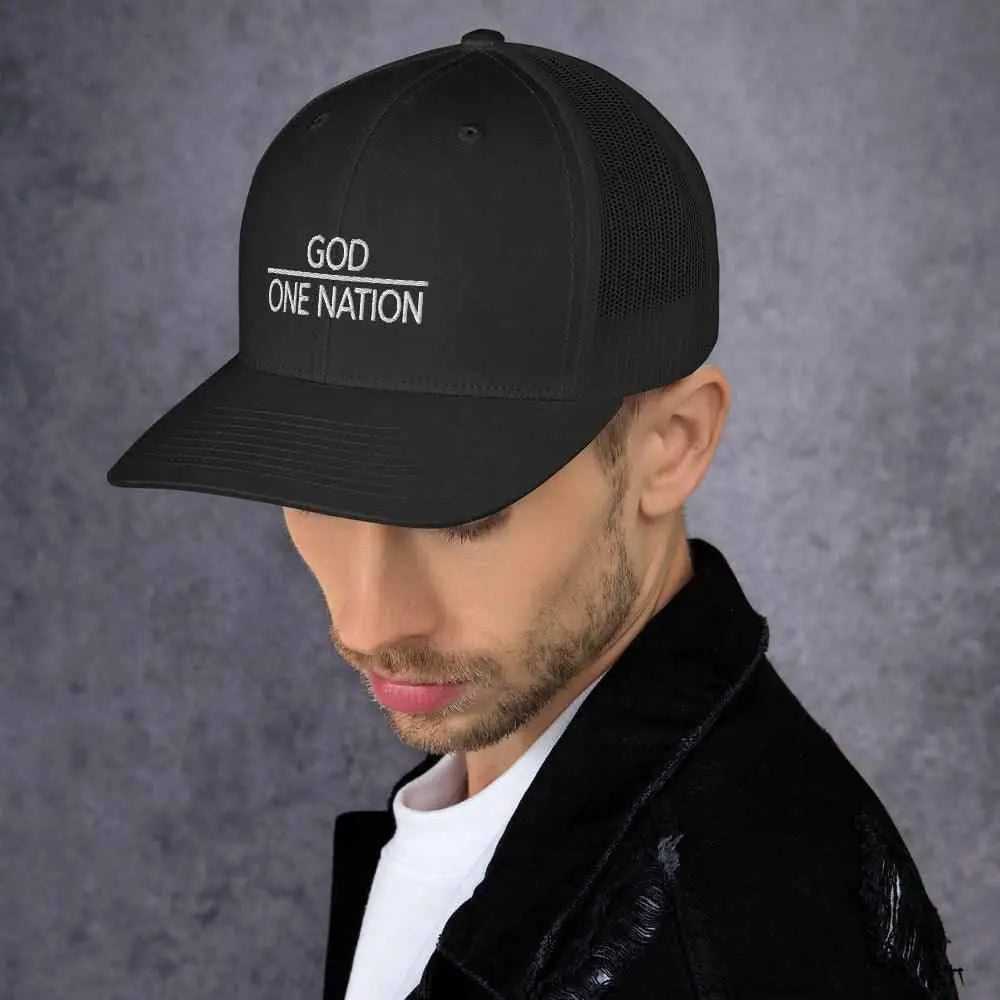 One Nation Trucker Cap Religious To God be The Glory Creations