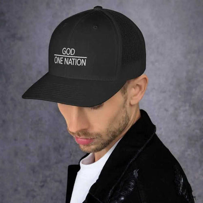 One Nation Trucker Cap Religious To God be The Glory Creations