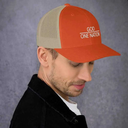 One Nation Trucker Cap Religious To God be The Glory Creations