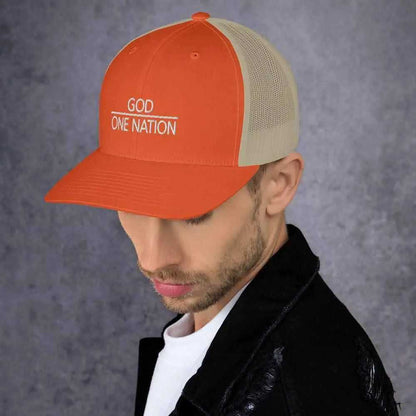 One Nation Trucker Cap Religious To God be The Glory Creations