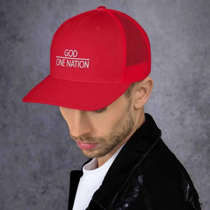 One Nation Trucker Cap Religious To God be The Glory Creations