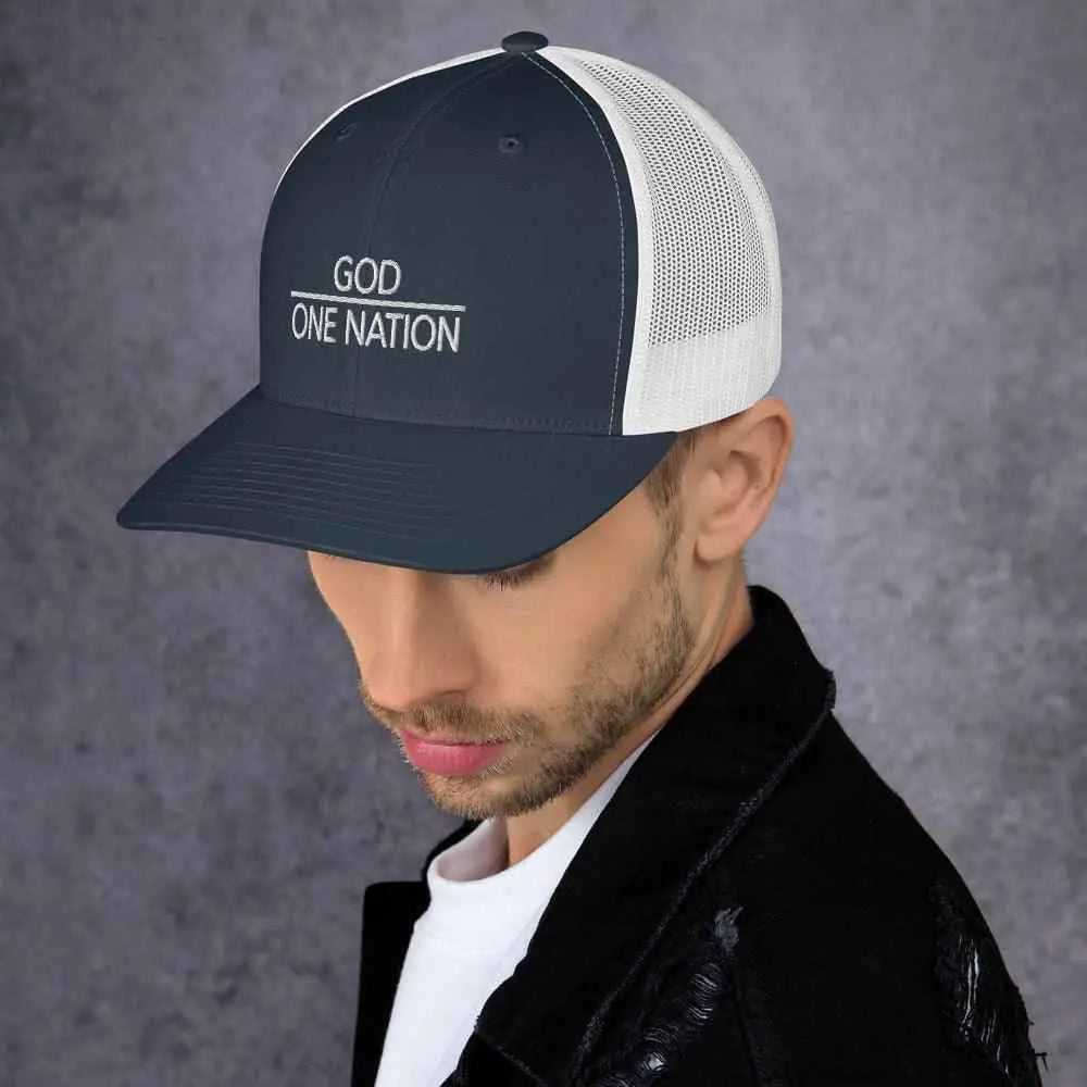 One Nation Trucker Cap Religious To God be The Glory Creations