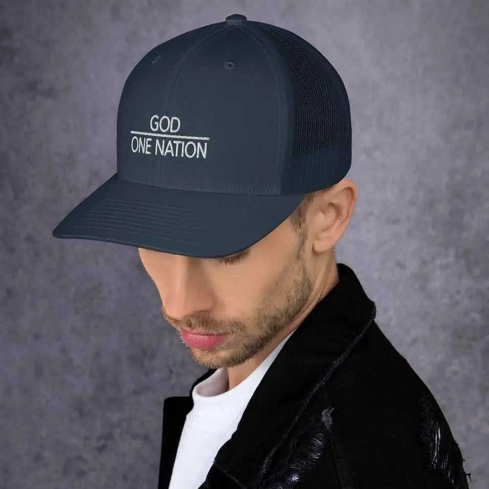 One Nation Trucker Cap Religious To God be The Glory Creations