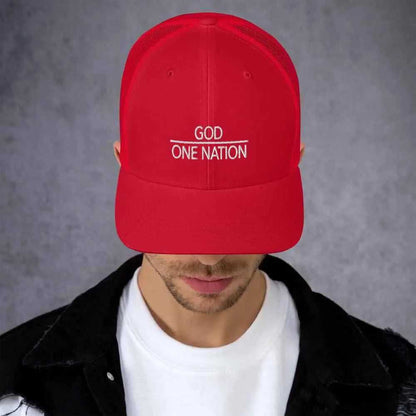 One Nation Trucker Cap Religious To God be The Glory Creations Red