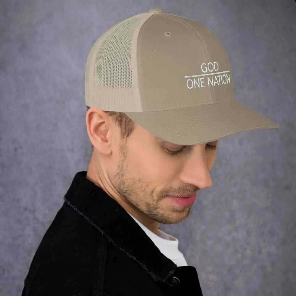 One Nation Trucker Cap Religious To God be The Glory Creations