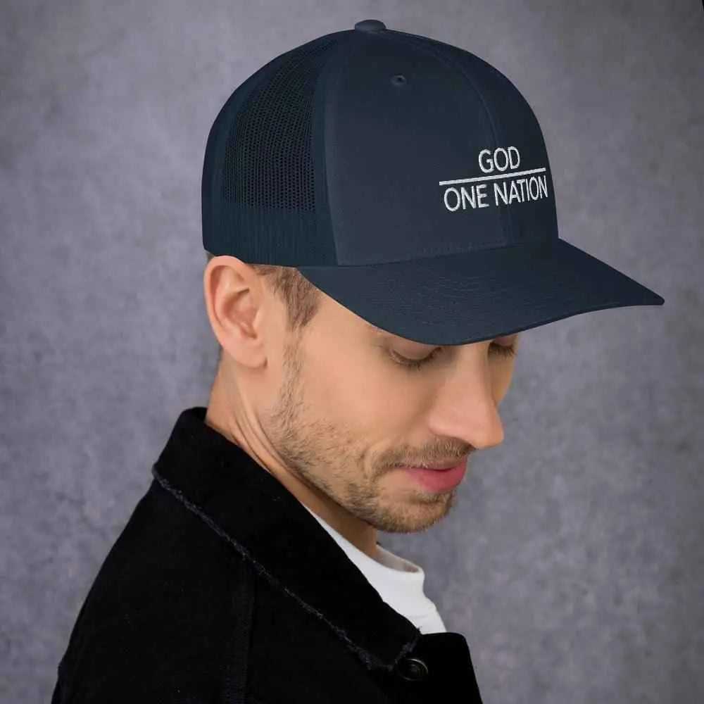 One Nation Trucker Cap Religious To God be The Glory Creations