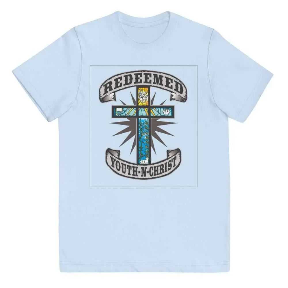 Redeemed youth n Christ Youth jersey t-shirt To God be The Glory Creations Light Blue XS