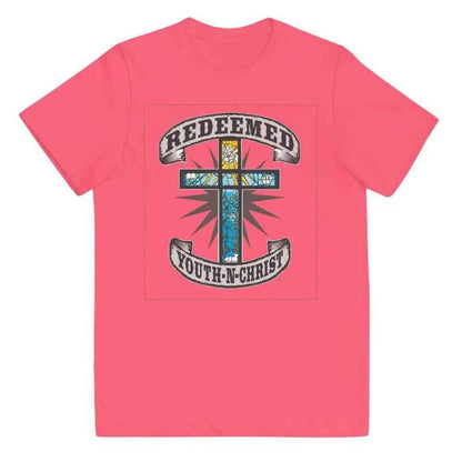 Redeemed youth n Christ Youth jersey t-shirt To God be The Glory Creations Hot Pink XS